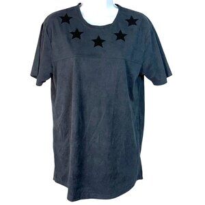 Loyalty & Faith Gray Short Sleeve Patriotic Star Patch Crewneck T-Shirt Men's L